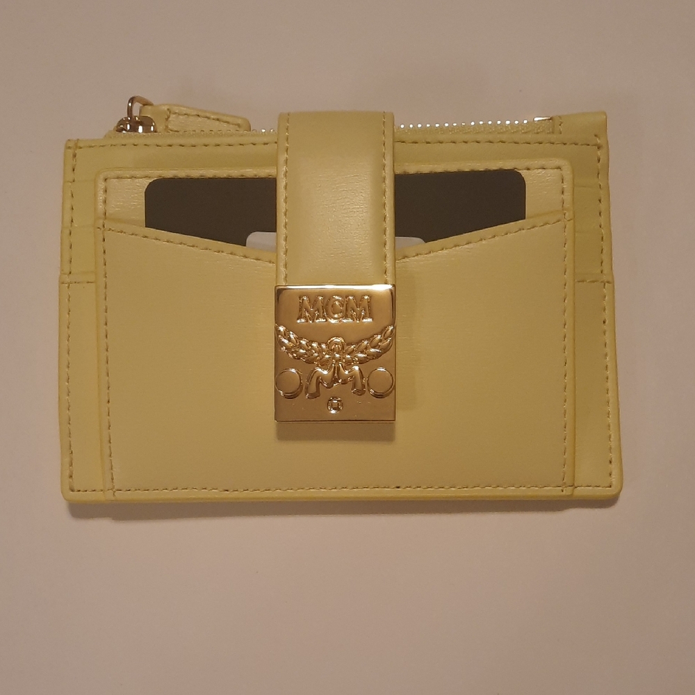 MCM Yellow Card Holder with Gold Accent